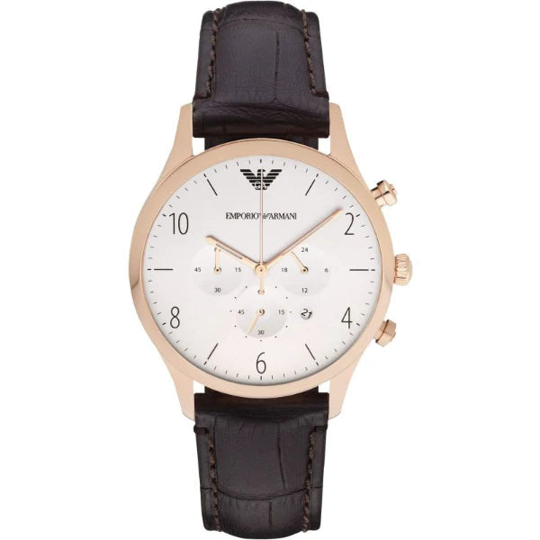 Emporio Armani Beta Chronograph White Dial Brown Leather Strap Watch For Men - AR1916 Buy Now By Emporio Armani