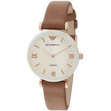 Emporio Armani Gianni T Bar Quartz Mother of Pearl White Dial Brown Leather Strap Watch For Women - AR11040 Buy Now By Emporio Armani