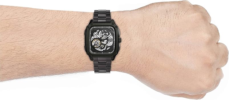 Fossil Inscription Automatic Skeleton Black Dial Black Steel Strap Watch for Men - BQ2574 Buy Now By Fossil