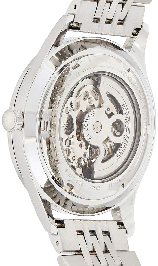 Emporio Armani Meccanico Skeleton Silver Dial Silver Steel Strap Watch For Men - AR1945 Buy Now By Emporio Armani