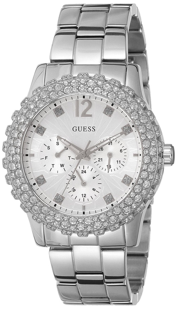 Guess Dazzler Diamonds Silver Dial Silver Steel Strap Watch for Women - W0335L1 Buy Now By Guess