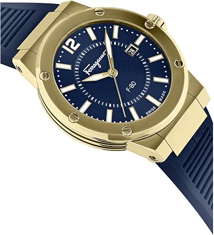 Salvatore Ferragamo F-80 Classic Blue Dial Blue Rubber Strap Watch for Men - SFHY02822 Buy Now By Salvatore Ferragamo