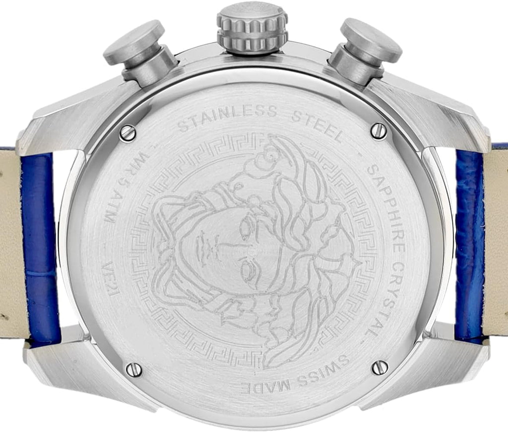 Versace V-Ray Chronograph Quartz Blue Dial Blue Leather Strap Watch for Men - VE2I00721 Buy Now By Versace