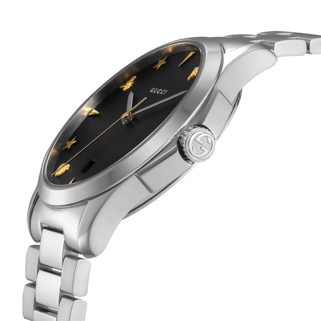 Gucci G Timeless Black Dial Silver Steel Strap Watch For Women - YA1264029 Buy Now By Gucci