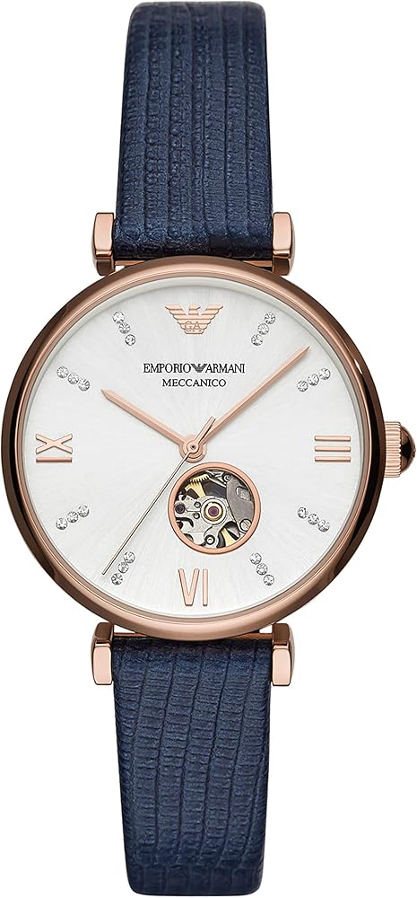 Emporio Armani Gianni T-Bar Analog Silver Dial Blue Leather Strap Watch For Women - AR60020 Buy Now By Emporio Armani