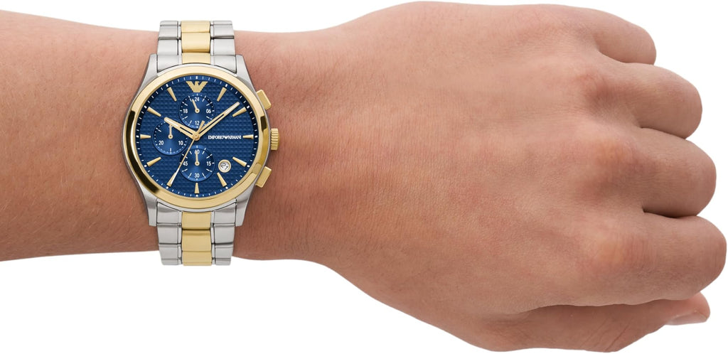 Emporio Armani Paolo Chronograph Blue Dial Two Tone Steel Strap Watch For Men - AR11579 Buy Now By Emporio Armani