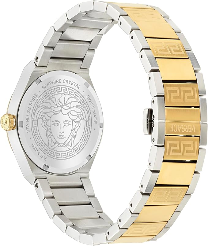 Versace V-Auria Quartz Blue Dial Two Tone Steel Strap Watch for Men - VE0F00325 Buy Now By Versace
