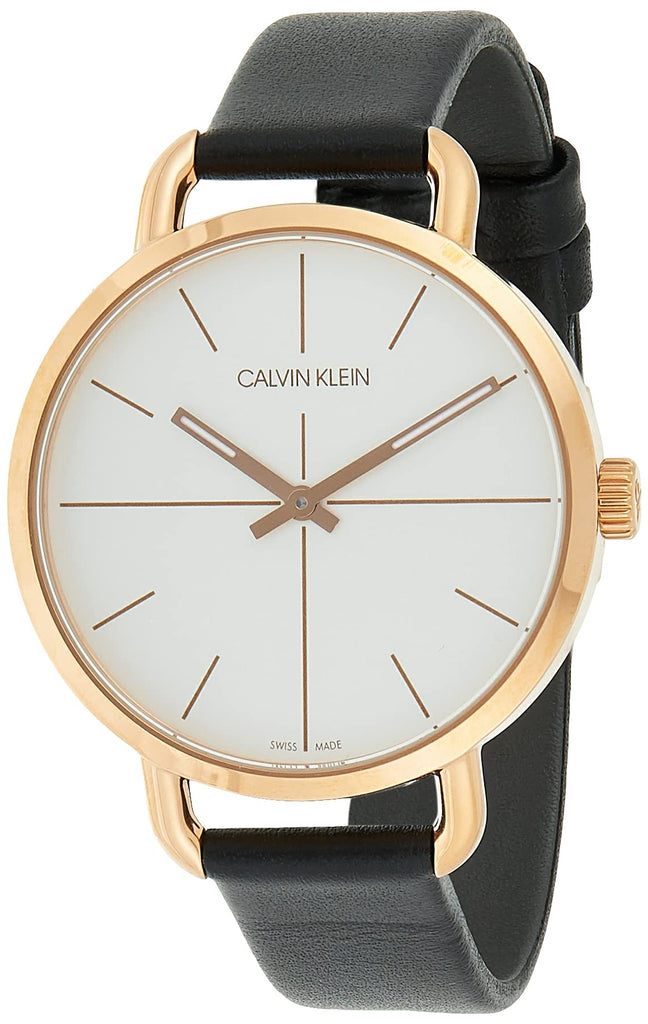 Calvin Klein Even White Dial Black Leather Strap Watch for Women - K7B236C6 Buy Now By Calvin Klein