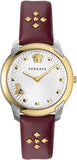 Versace Audrey Quartz Silver Dial Red Leather Strap Watch for Women - VELR00219 Buy Now By Versace