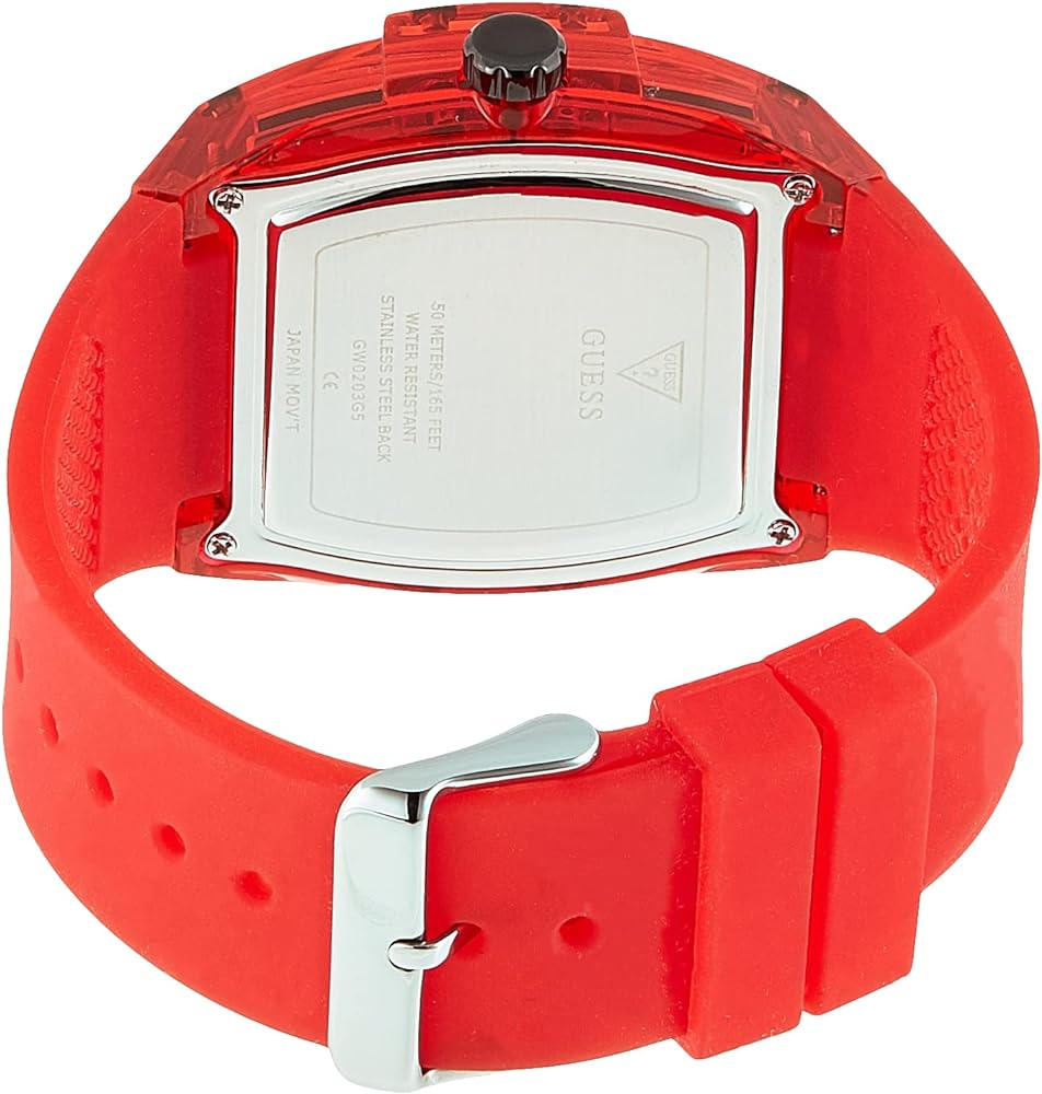 Guess Phoenix Multifunction Black Dial Red Rubber Strap Watch for Men - GW0203G5 Buy Now By Guess
