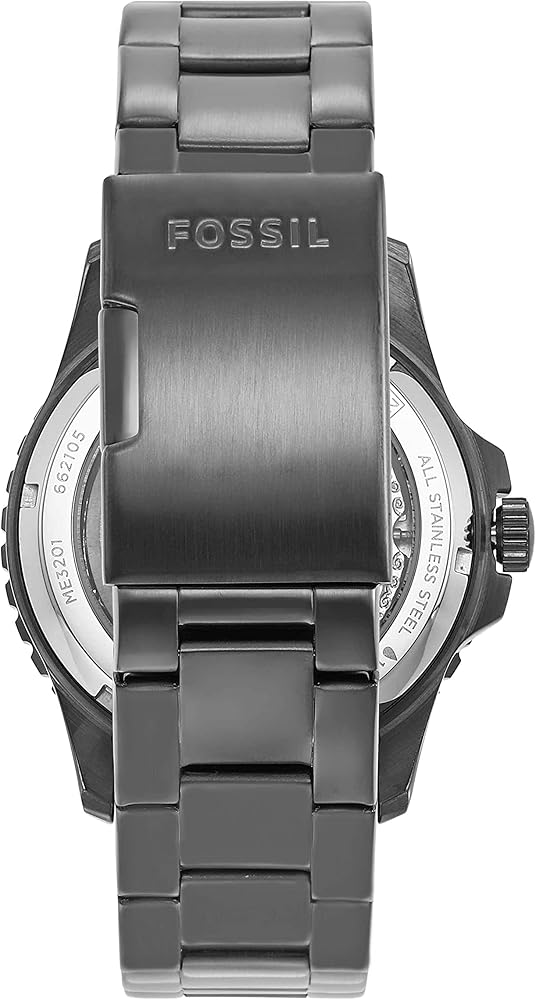 Fossil FB-01 Automatic Skeleton Black Dial Grey Steel Strap Watch for Men - ME3201 Buy Now By Fossil