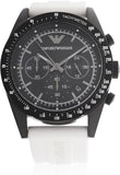 Emporio Armani Sportivo Chronograph Black Dial White Rubber Strap Watch For Men - AR6112 Buy Now By Emporio Armani