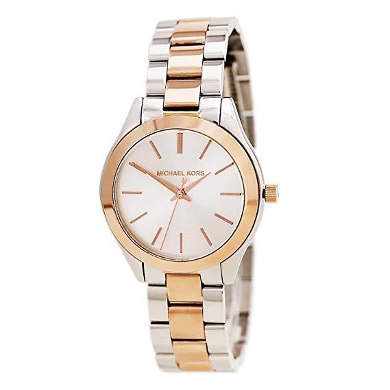 Michael Kors Slim Runway White Dial Two Tone Steel Strap Watch for Women - MK3204 Buy Now By Michael Kors