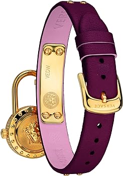 Versace Medusa Lock Icon Gold Dial Red Leather Strap Watch for Women - VEDW00319 Buy Now By Versace