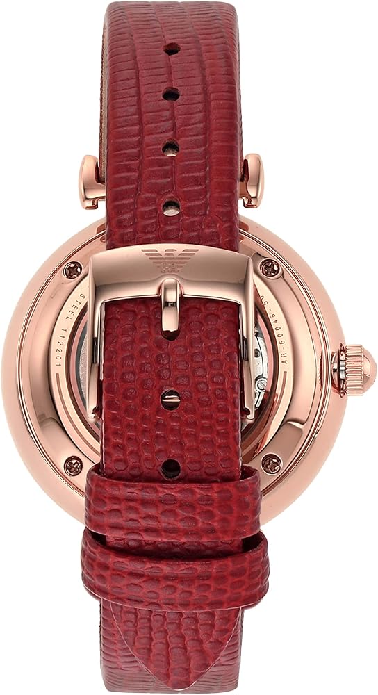 Emporio Armani Gianni T-Bar Mother of Pearl White Dial Red Leather Strap Watch For Women - AR60048 Buy Now By Emporio Armani