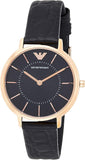 Emporio Armani Kappa Quartz Black Dial Black Leather Strap Watch For Women - AR11064 Buy Now By Emporio Armani