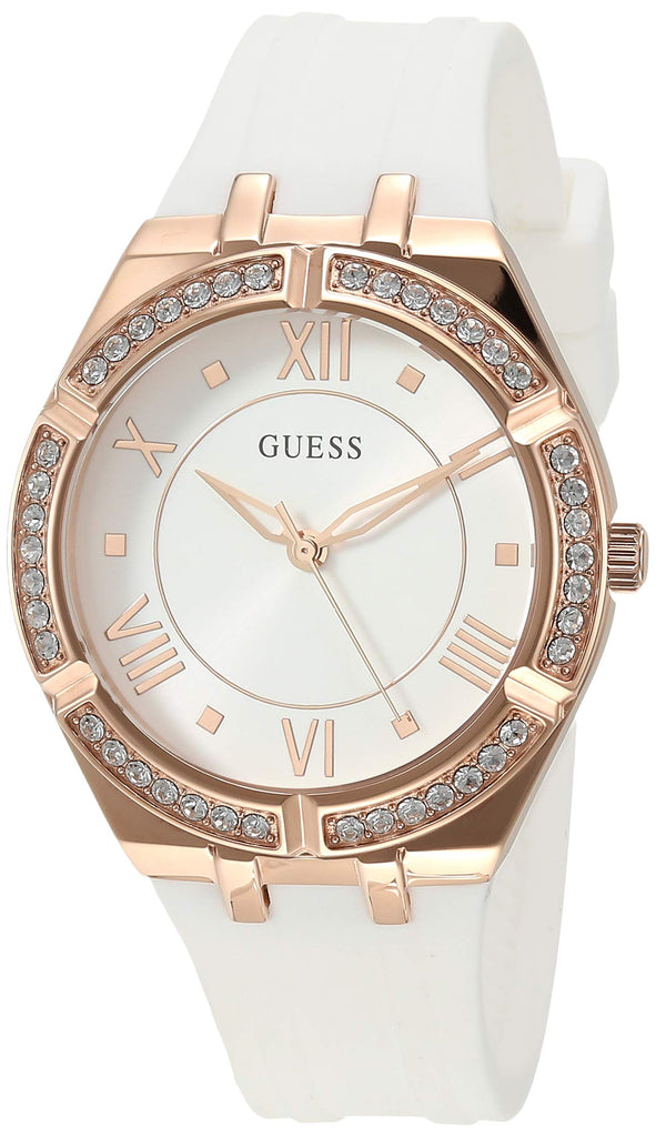 Guess Cosmo Diamonds Silver Dial White Rubber Strap Watch for Women - GW0034L2 Buy Now By Guess