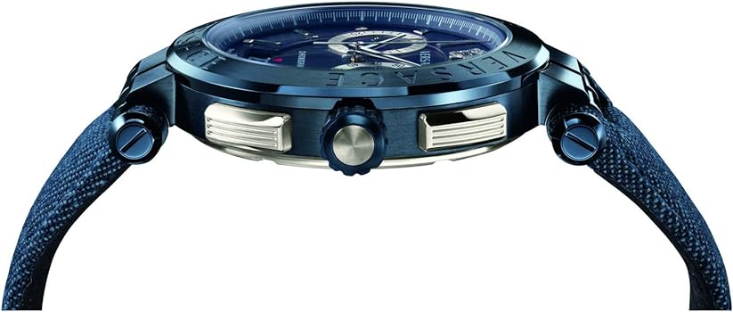 Versace Aion Chronograph Blue Dial Blue Leather Strap Watch for Men - VBR070017 Buy Now By Versace