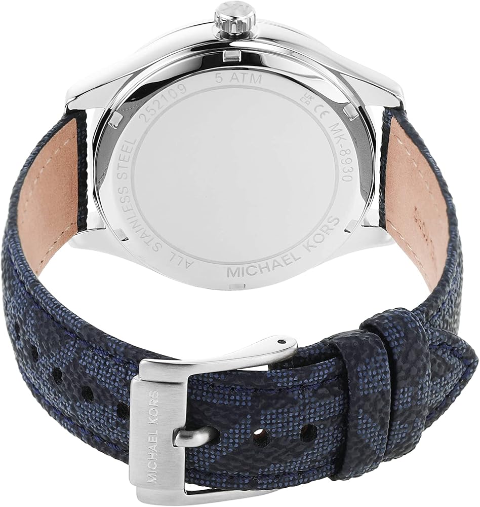 Michael Kors Benning Three Hand Silver Dial Blue Leather Strap Watch For Men - MK8930 Buy Now By Michael Kors