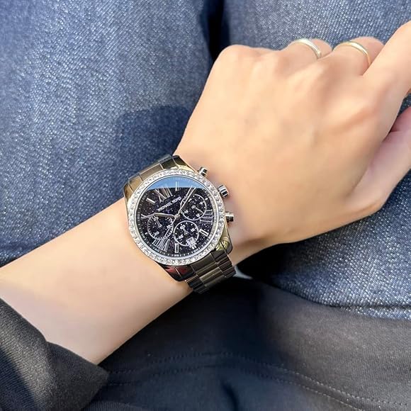 Michael Kors Lexington Chronograph Black Dial Silver Steel Strap Watch For Women - MK7277 Buy Now By Michael Kors