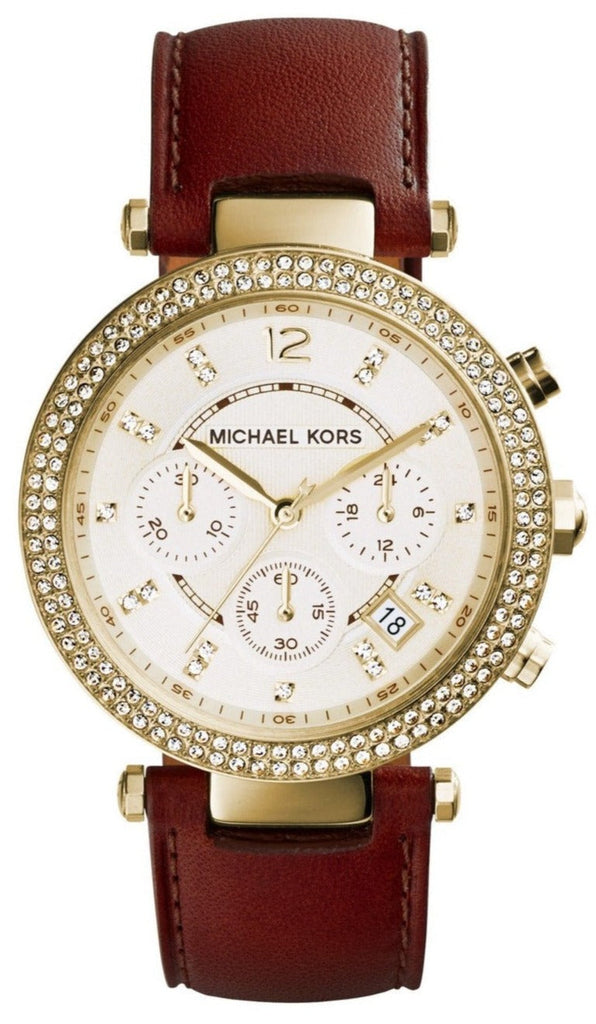 Michael Kors Parker Champagne Gold Dial Brown Leather Strap Watch for Women - MK2249 Buy Now By Michael Kors