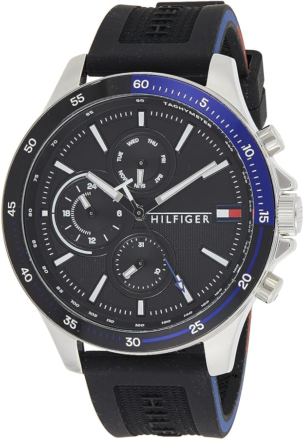 Tommy Hilfiger Bank Quartz Black Dial Black Rubber Strap Watch for Men - 1791724 Buy Now By Tommy Hilfiger