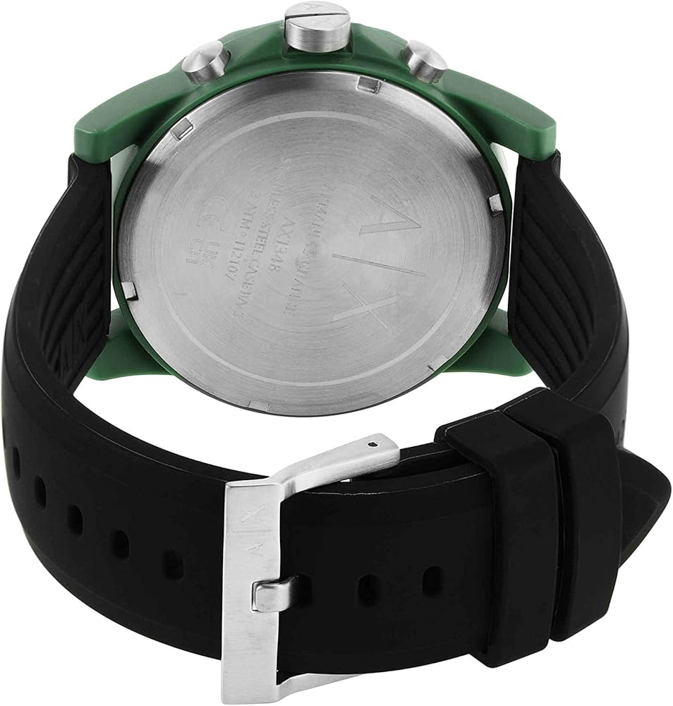 Armani Exchange Outerbanks Chronograph Black Dial Black Silicone Strap Watch For Men - AX1348 Buy Now By Armani Exchange