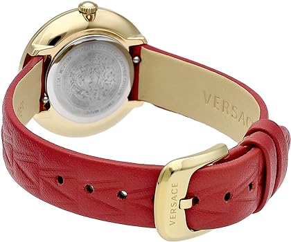 Versace Virtus Mini Quartz Gold Dial Red Leather Strap Watch For Women - VET300521 Buy Now By Versace