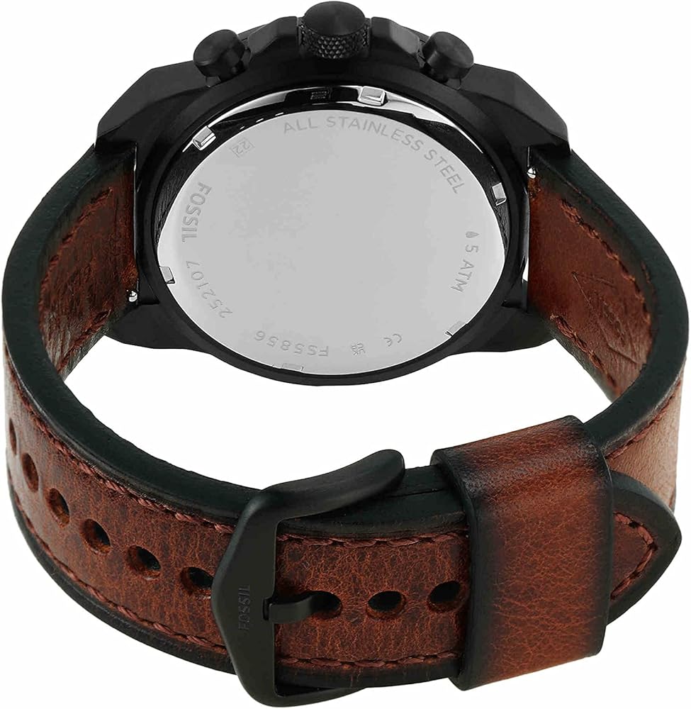 Fossil Bronson Chronograph Black Dial Brown Leather Strap Watch for Men - FS5856 Buy Now By Fossil