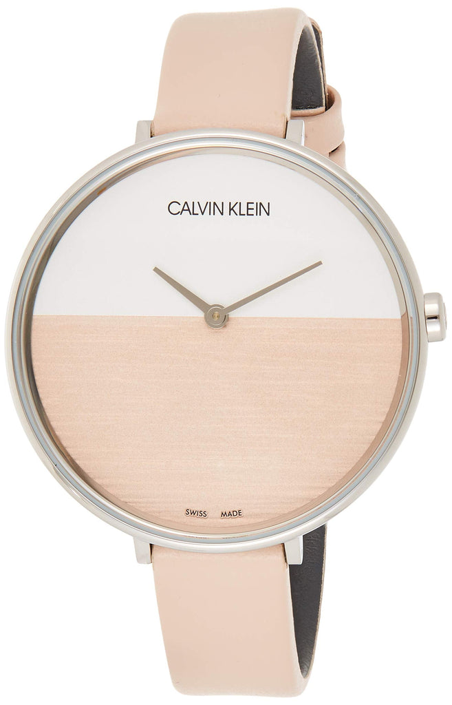 Calvin Klein Rise White Beige Dial Beige Leather Strap Watch for Women - K7A231XH Buy Now By Calvin Klein