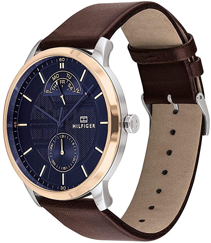 Tommy Hilfiger Hunter Blue Dial Brown Leather Strap Watch for Men - 1791605 Buy Now By Tommy Hilfiger