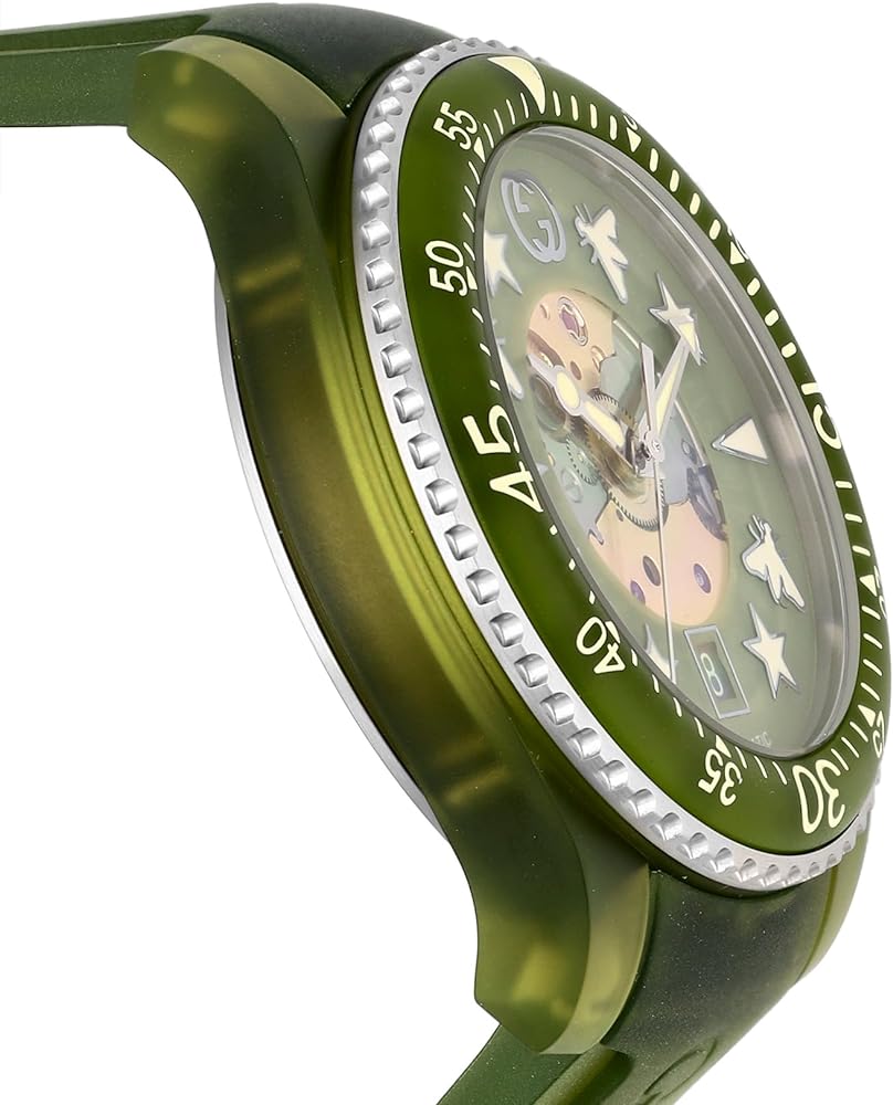 Gucci Dive Automatic Green Dial Green Rubber Strap Unisex Watch - YA136345 Buy Now By Gucci