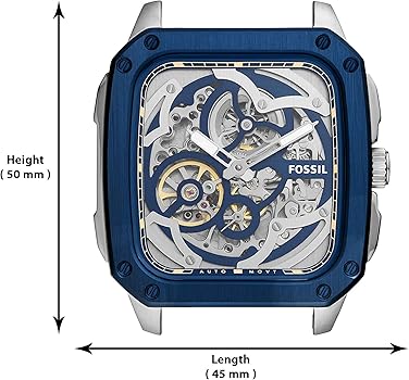 Fossil Inscription Automatic Skeleton Blue Dial Brown Leather Strap Watch for Men - BQ2571 Buy Now By Fossil
