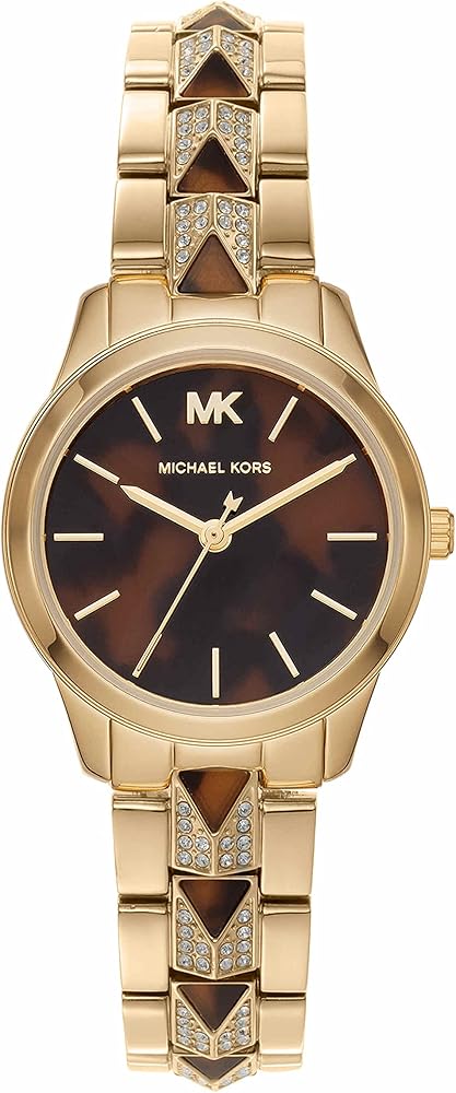 Michael Kors Runway Mercer Analog Brown Dial Gold Steel Strap Watch For Women - MK6855 Buy Now By Michael Kors