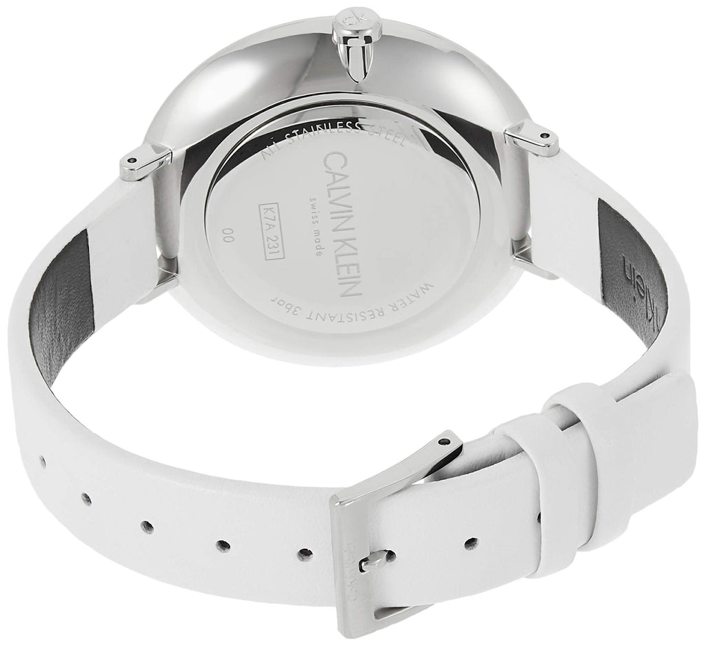 Calvin Klein Rise White Grey Dial White Leather Strap Watch for Women - K7A231L6 Buy Now By Calvin Klein