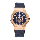 Maserati Potenza 42mm Rose Gold & Blue Dial Blue Leather Strap Watch For Men - R8851108027 Buy Now By Maserati