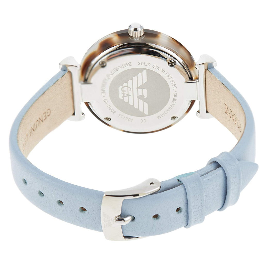 Emporio Armani White Dial Light Blue Leather Strap Watch For Women - AR11002 Buy Now By Emporio Armani
