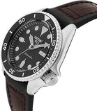 Seiko 5 Sports SKX Automatic Black Dial Black Leather Strap Watch for Men - SRPD55K2 Buy Now By Seiko