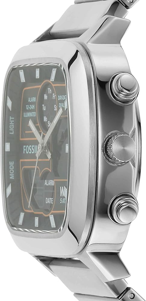 Fossil Retro Analog-Digital Black Dial Silver Steel Strap Watch for Men - FS5890 Buy Now By Fossil