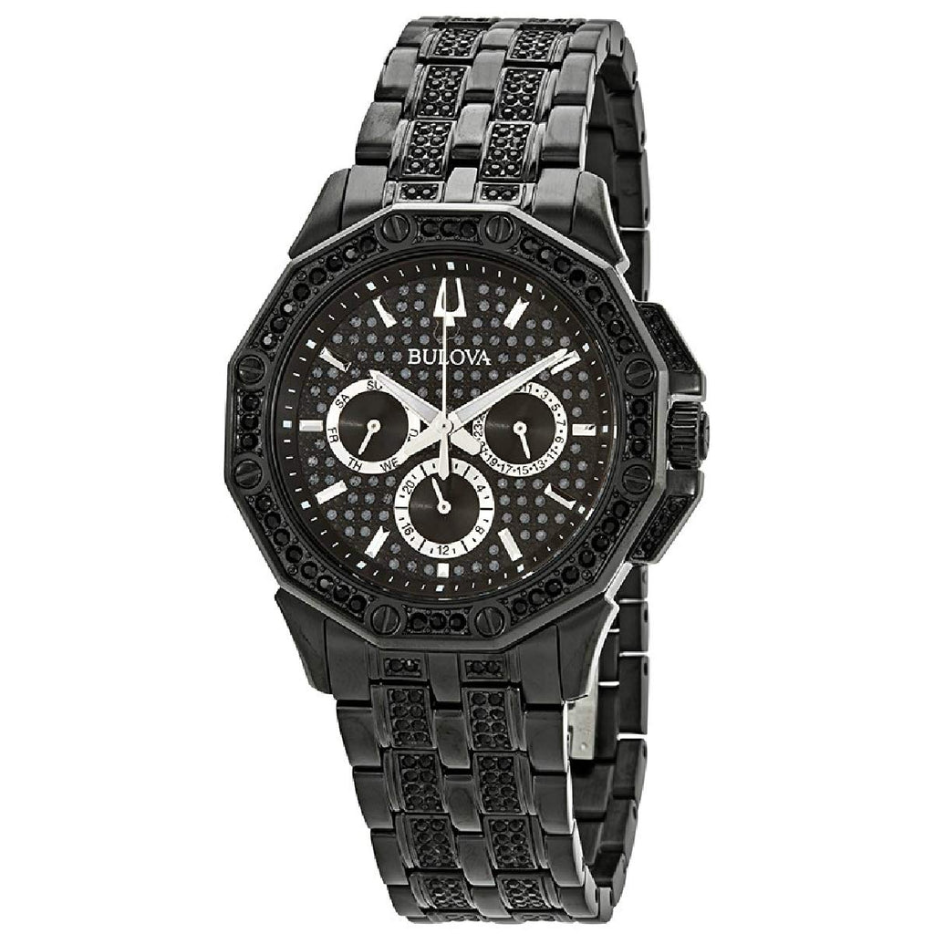 Bulova Octova Chronograph Black Crystal Dial Black Steel Strap Watch for Men - 98C134 Buy Now By Bulova
