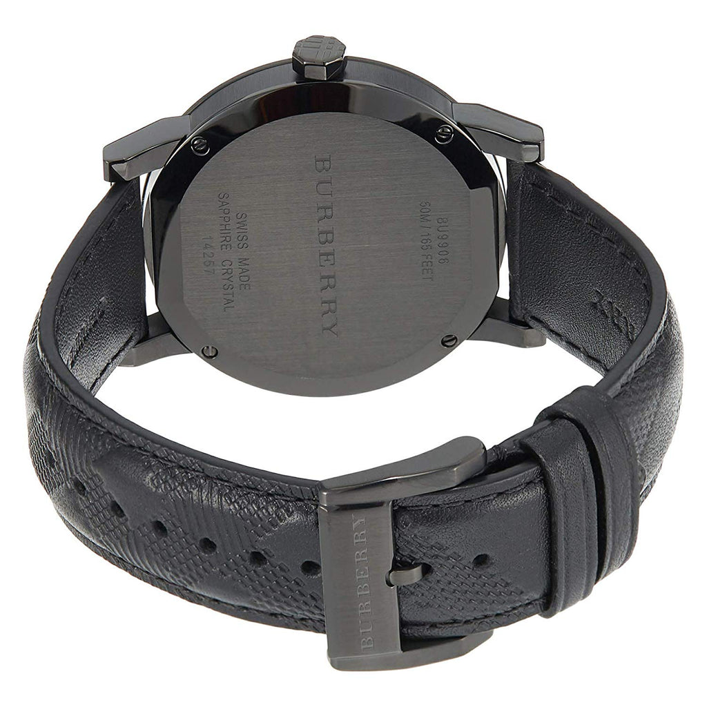Burberry The City Black Dial Black Leather Strap Watch for Men - BU9906 Buy Now By Burberry