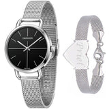 Calvin Klein Even Black Dial Silver Mesh Bracelet Watch for Women - K7B23121 Buy Now By Calvin Klein