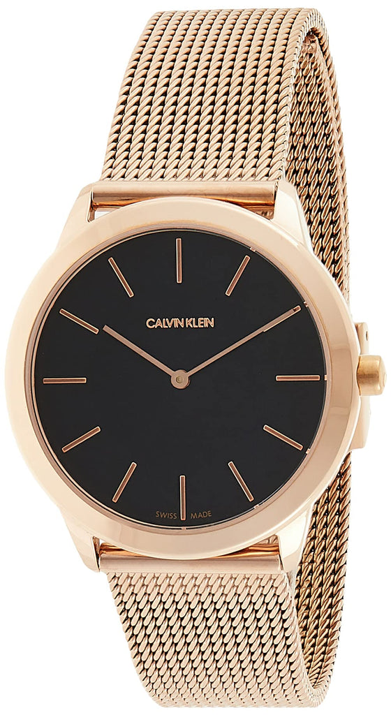 Calvin Klein Minimal Black Dial Rose Gold Mesh Bracelet Watch for Women - K3M2262Y Buy Now By Calvin Klein