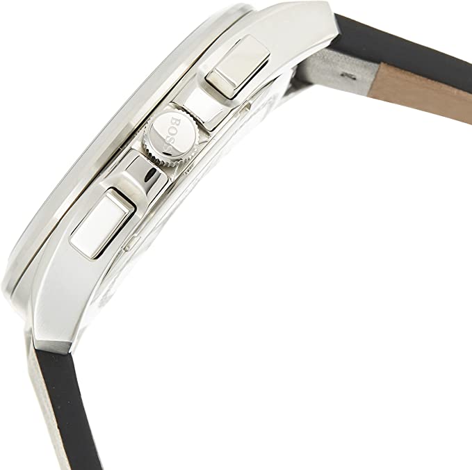 Hugo Boss Grandmaster Chronograph Black Dial Black Leather Strap Watch for Men - 1513881 Buy Now By Hugo Boss