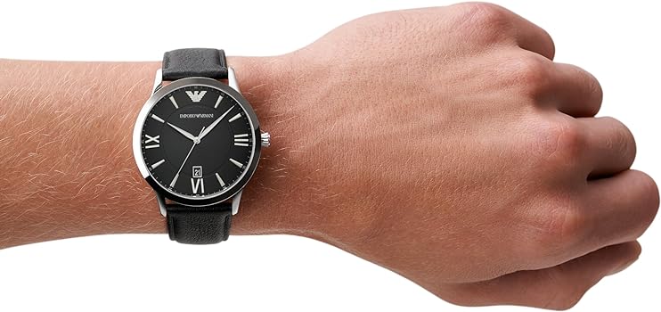 Emporio Armani Giovanni Analog Black Dial Black Leather Strap Watch For Men - AR11210 Buy Now By Emporio Armani