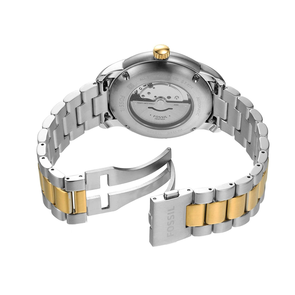 Fossil Grant Automatic Skeleton White Dial Two Tone Steel Strap Watch for Men - ME3112 Buy Now By Fossil