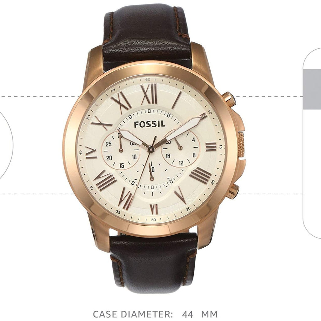 Fossil Grant Chronograph White Dial Brown Leather Strap Watch for Men - FS4991 Buy Now By Fossil