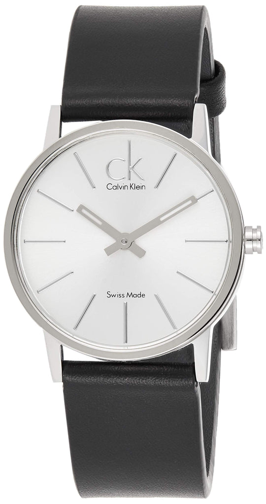 Calvin Klein Post Minimal Silver Dial Black Leather Strap Watch for Men - K7622185 Buy Now By Calvin Klein