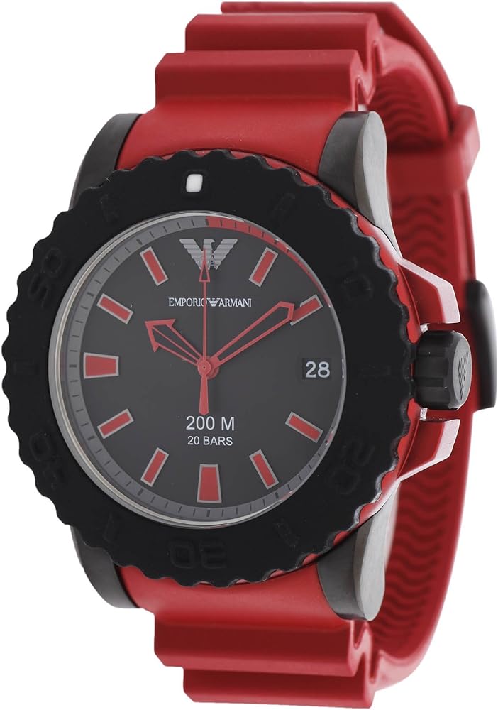 Emporio Armani Sportivo Quartz Black Dial Red Rubber Strap Watch For Men - AR6101 Buy Now By Emporio Armani