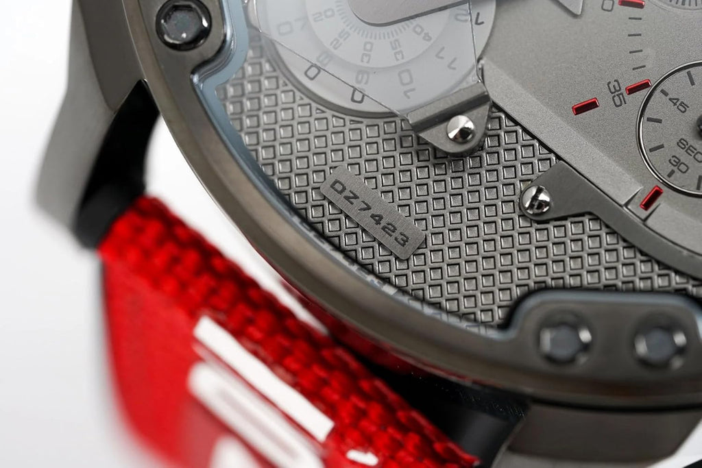 Diesel Mr Daddy 2.0 Chronograph Grey Dial Red Rubber Strap Watch For Men - DZ7423 Buy Now By Diesel
